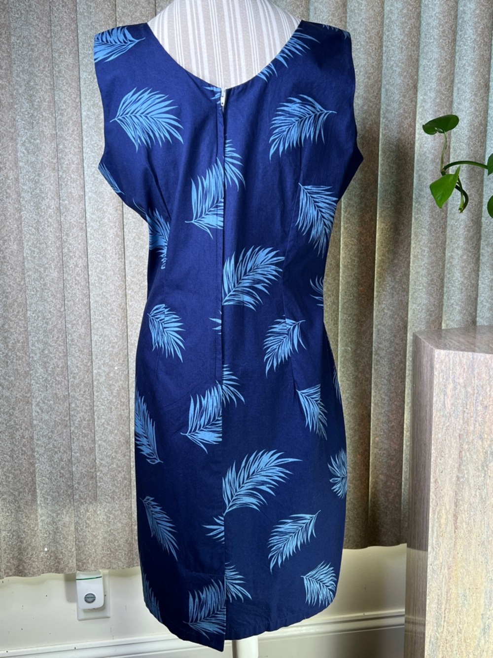 KY’S Hawaiian made Navy Tropical Shift Dress with Floral Trim 100% Cotton S-2XL - Picture 5 of 7